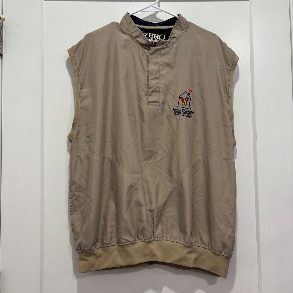 Zero Restriction Golf Vest Tan Ronald McDonald House Charities Logo Large USA